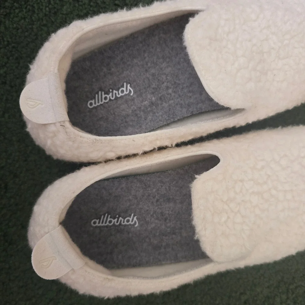 Allbirds Wool Lounger Fluffs White Merino Wool Slip On Sneakers W9 WLF W9